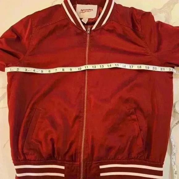 Arizona Jean Company Womens Y2K 2000s Satin Bomber Jacket Maroon Size Large - Picture 10 of 11